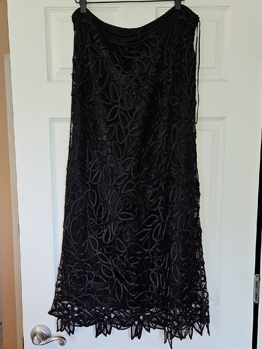 100% Silk Lace And Beads Maxi Skirt